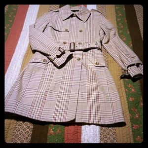 🌟EUC: Plaid Houndstooth Trench Coat. M.